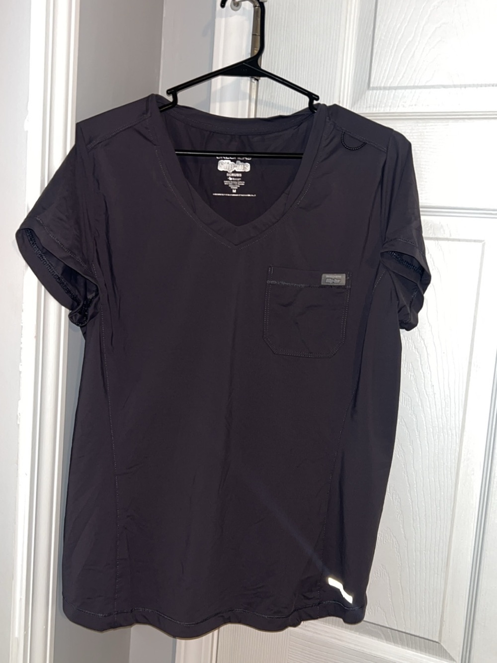 Skechers Women's V-Neck Short Sleeve Tee in Dark Charcoal